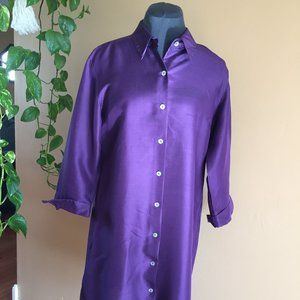 100% Silk Shirtdress w/ Mother of Pearl Buttons